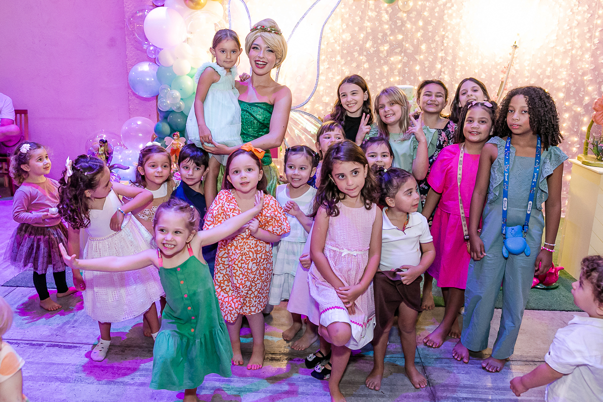 fotografias do aniversário de 5 anos da alice com o tema sininho no espaço dix localizado no campo belo zona sul de sao paulo sp