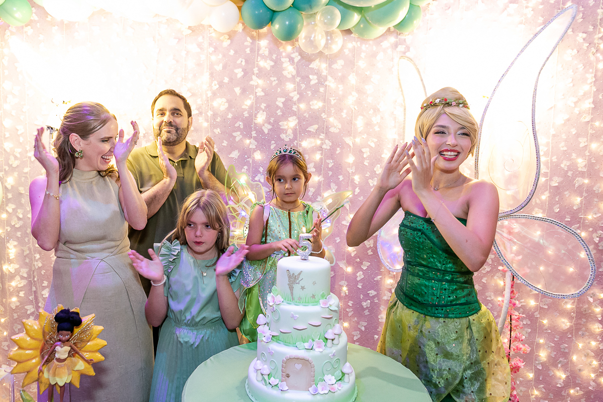fotografias do aniversário de 5 anos da alice com o tema sininho no espaço dix localizado no campo belo zona sul de sao paulo sp