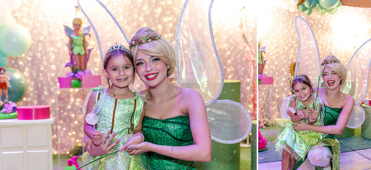 fotografias do aniversário de 5 anos da alice com o tema sininho no espaço dix localizado no campo belo zona sul de sao paulo sp