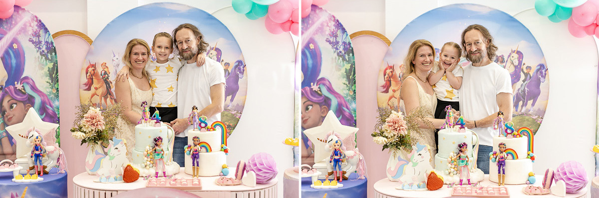 fotografias do aniversário de 4 anos da giulia e 8 anos da sofia com o tema unicornio no buffet espaço bumxicabum localizado em santana zona norte de sao paulo sp