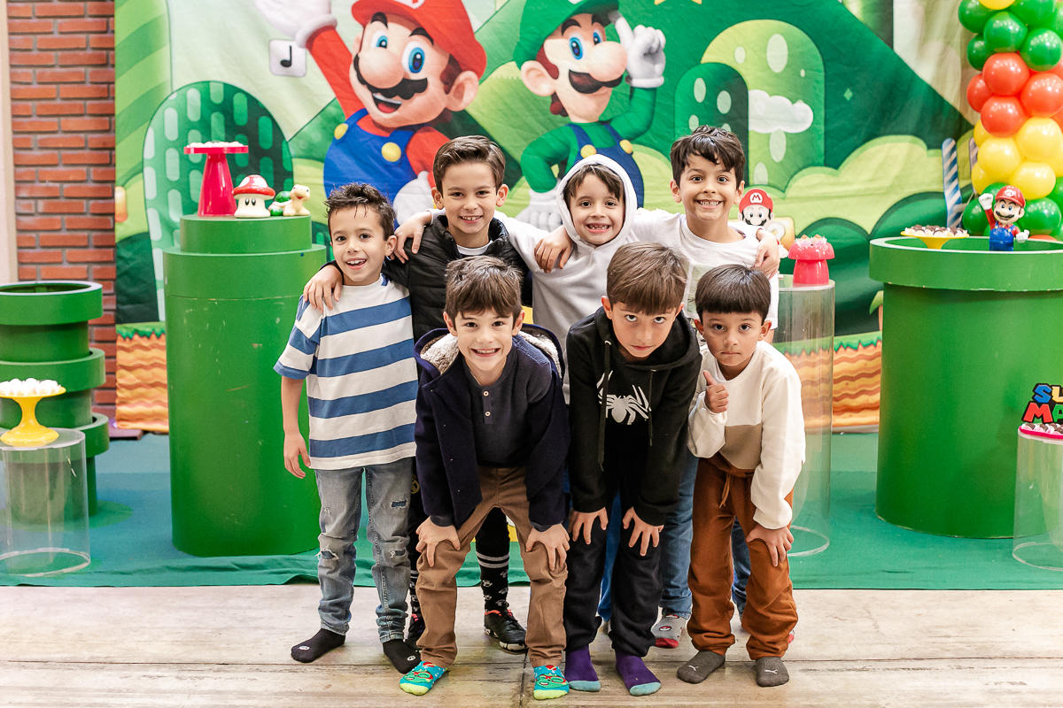 fotografias do aniversário de 8 anos da Melissa com o tema Marios Bross no buffet Espaço Dix localizado no bairro do campo belo zona sul de sao paulo sp
