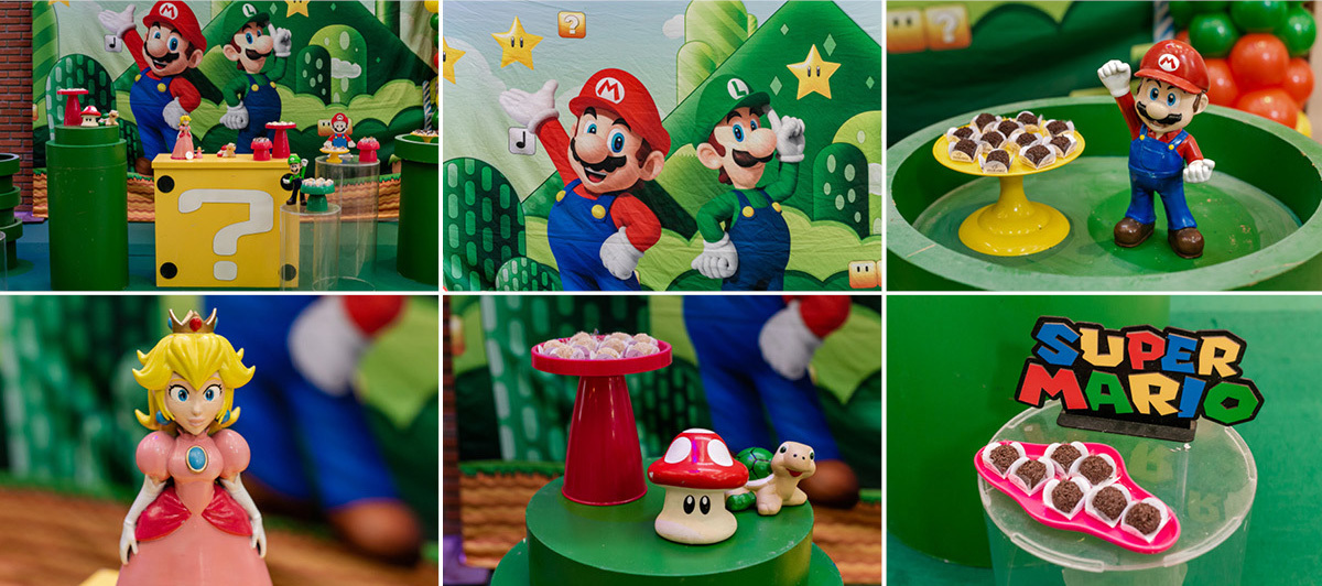 fotografias do aniversário de 8 anos da Melissa com o tema Marios Bross no buffet Espaço Dix localizado no bairro do campo belo zona sul de sao paulo sp