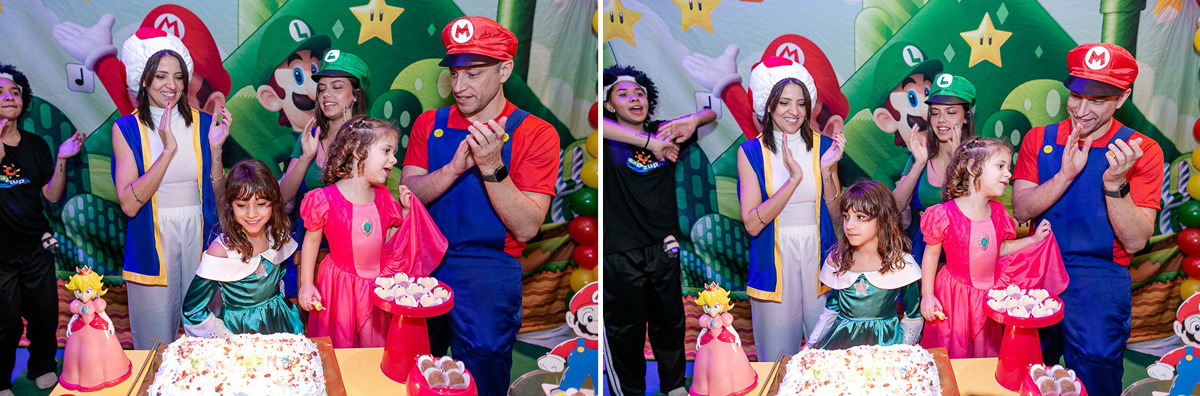 fotografias do aniversário de 8 anos da Melissa com o tema Marios Bross no buffet Espaço Dix localizado no bairro do campo belo zona sul de sao paulo sp