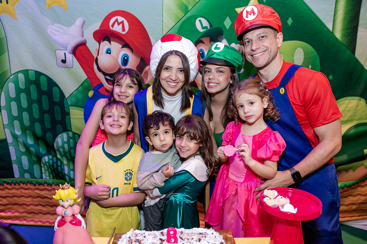 fotografias do aniversário de 8 anos da Melissa com o tema Marios Bross no buffet Espaço Dix localizado no bairro do campo belo zona sul de sao paulo sp