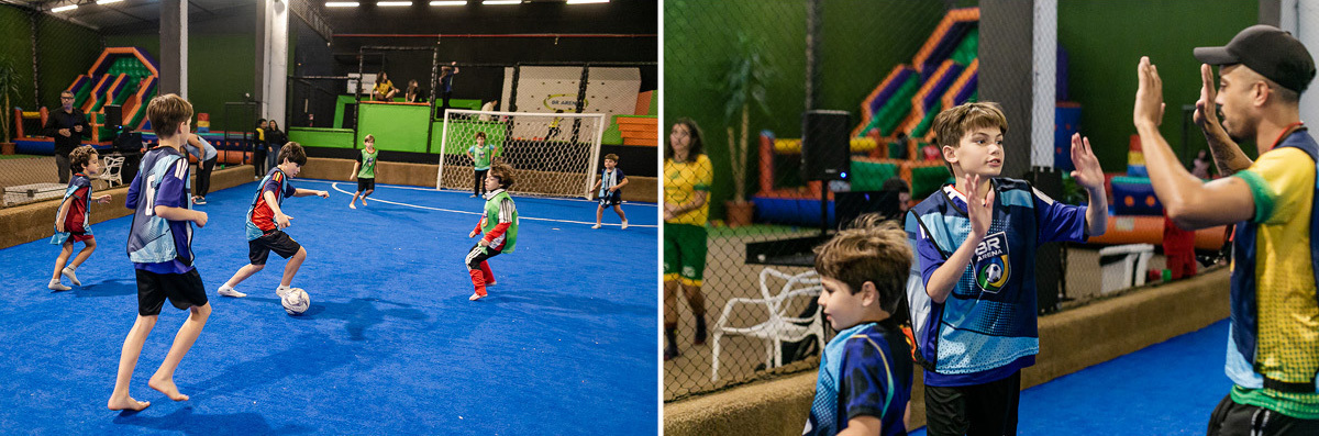 fotografias do aniversário de 7 anos do joão henrique com o tema copa do mundo de futebol na br arena zona sul de sao paulo sp