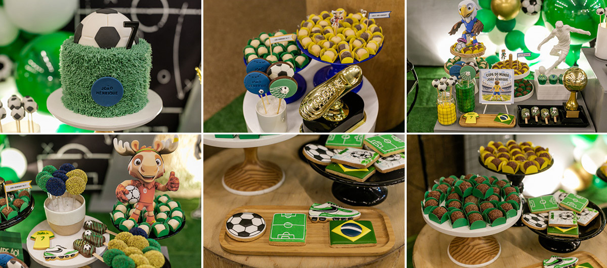 fotografias do aniversário de 7 anos do joão henrique com o tema copa do mundo de futebol na br arena zona sul de sao paulo sp