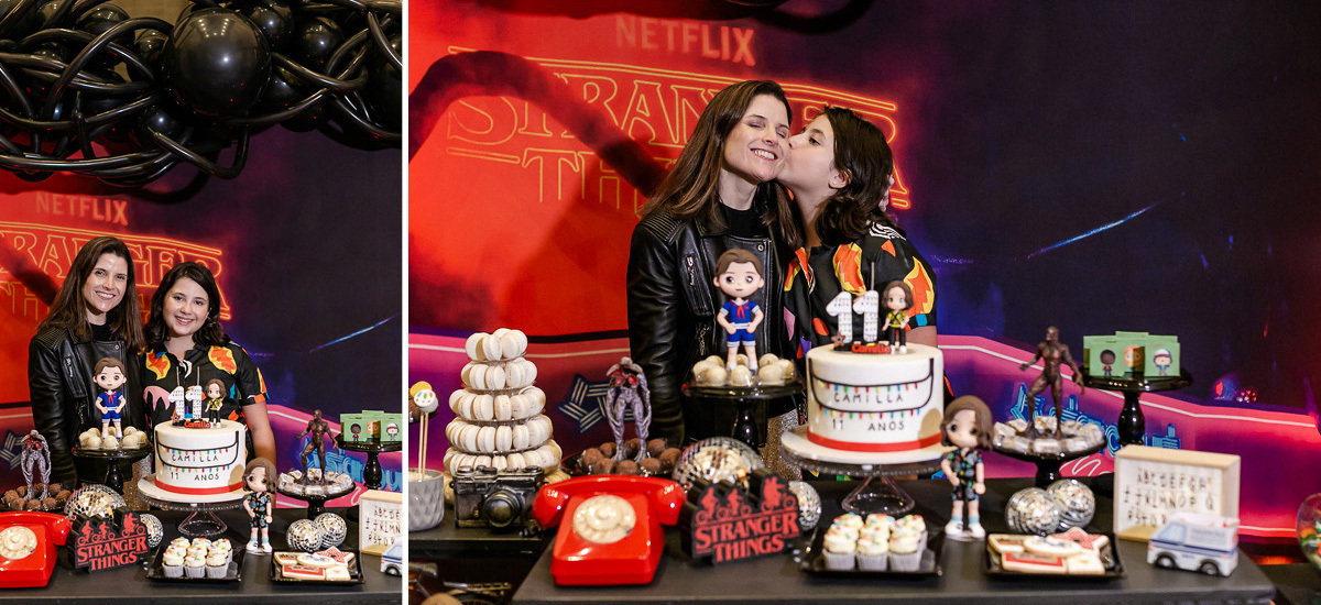 fotografias do aniversário de 11 anos da camilla com o tema strager things no quintal de casa no condominio kurumin em itu sp