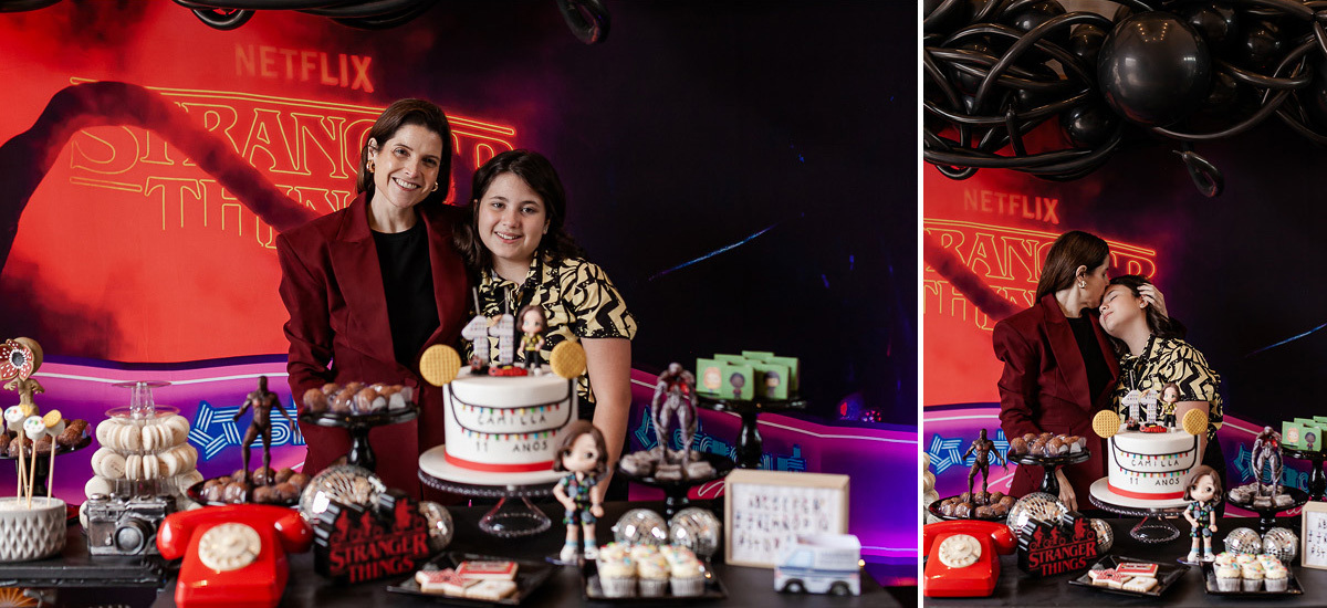 fotografias do aniversário de 11 anos da camilla com o tema strager things no quintal de casa no condominio kurumin em itu sp