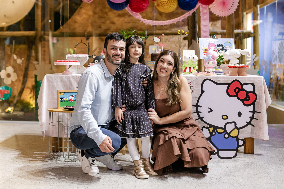 fotografias do aniversário de 7 anos da Alice com o tema hello kit no buffet jardim da manduri no campo belo zona sul de sao paulo sp