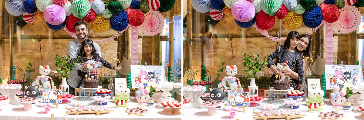 fotografias do aniversário de 7 anos da Alice com o tema hello kit no buffet jardim da manduri no campo belo zona sul de sao paulo sp
