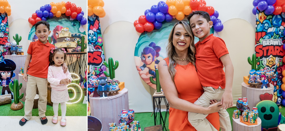 fotografias do aniversário de 6 anos do felipe com o tema brawn stars no buffet espaço folia no tatuapé zona leste de sao paulo sp