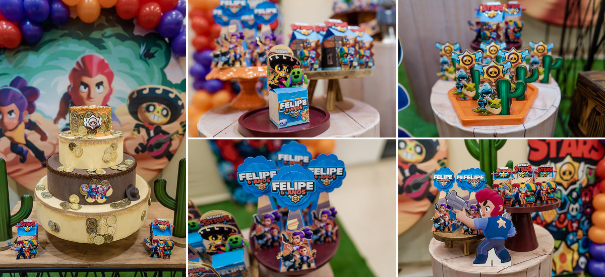 fotografias do aniversário de 6 anos do felipe com o tema brawn stars no buffet espaço folia no tatuapé zona leste de sao paulo sp