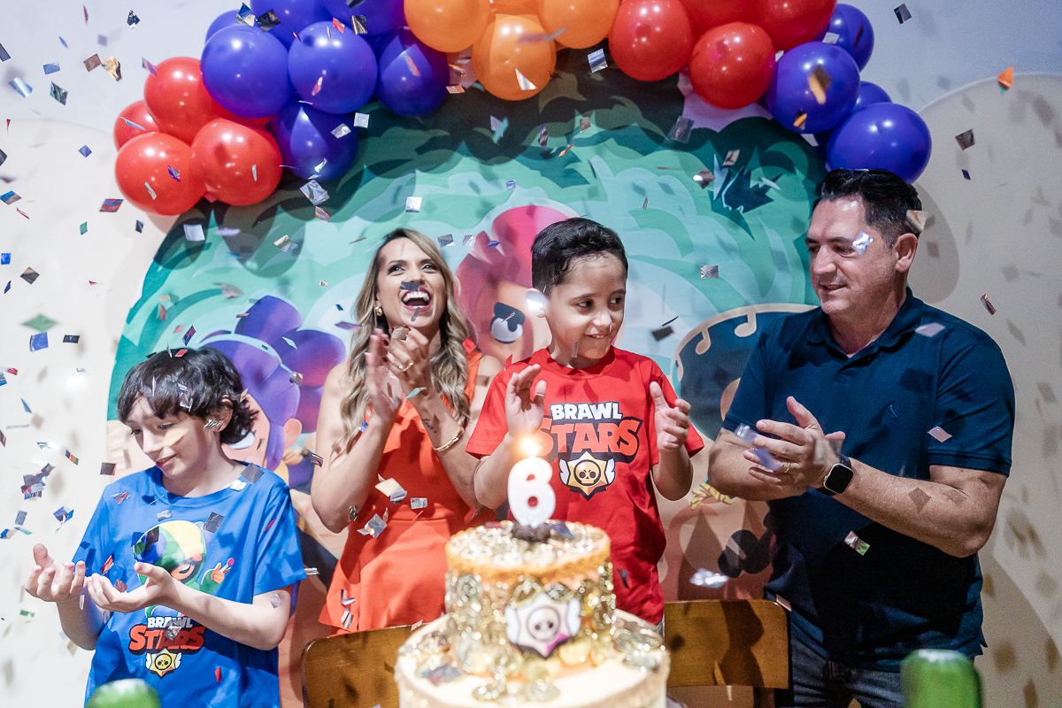 fotografias do aniversário de 6 anos do felipe com o tema brawn stars no buffet espaço folia no tatuapé zona leste de sao paulo sp