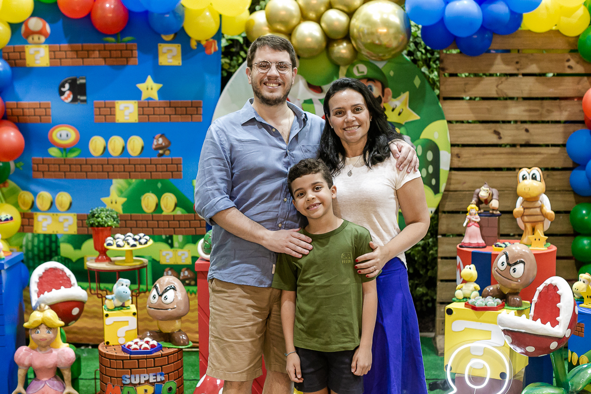 fotografias do aniversário de 8 anos do Frederico com o Tema Mario Bross no buffet Espaço Lá vem o Sol na Vila Olímpia zona sul de São Paulo SP