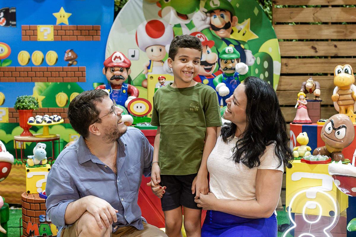 fotografias do aniversário de 8 anos do Frederico com o Tema Mario Bross no buffet Espaço Lá vem o Sol na Vila Olímpia zona sul de São Paulo SP
