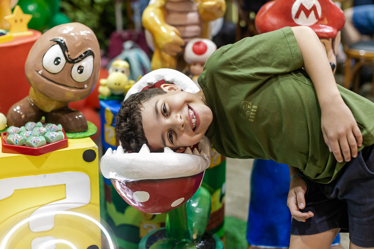 fotografias do aniversário de 8 anos do Frederico com o Tema Mario Bross no buffet Espaço Lá vem o Sol na Vila Olímpia zona sul de São Paulo SP