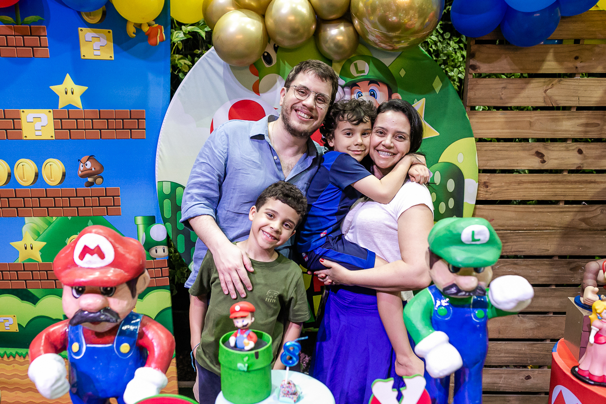 fotografias do aniversário de 8 anos do Frederico com o Tema Mario Bross no buffet Espaço Lá vem o Sol na Vila Olímpia zona sul de São Paulo SP