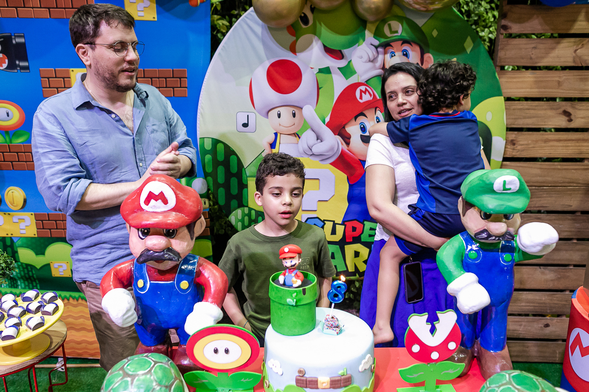 fotografias do aniversário de 8 anos do Frederico com o Tema Mario Bross no buffet Espaço Lá vem o Sol na Vila Olímpia zona sul de São Paulo SP