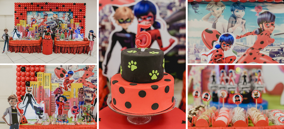 detalhes da mesa com o tema da ladybug