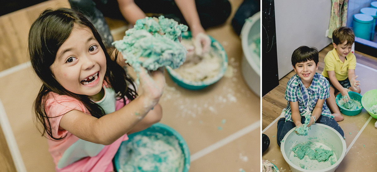 carol e primo fazendo massinha caseira