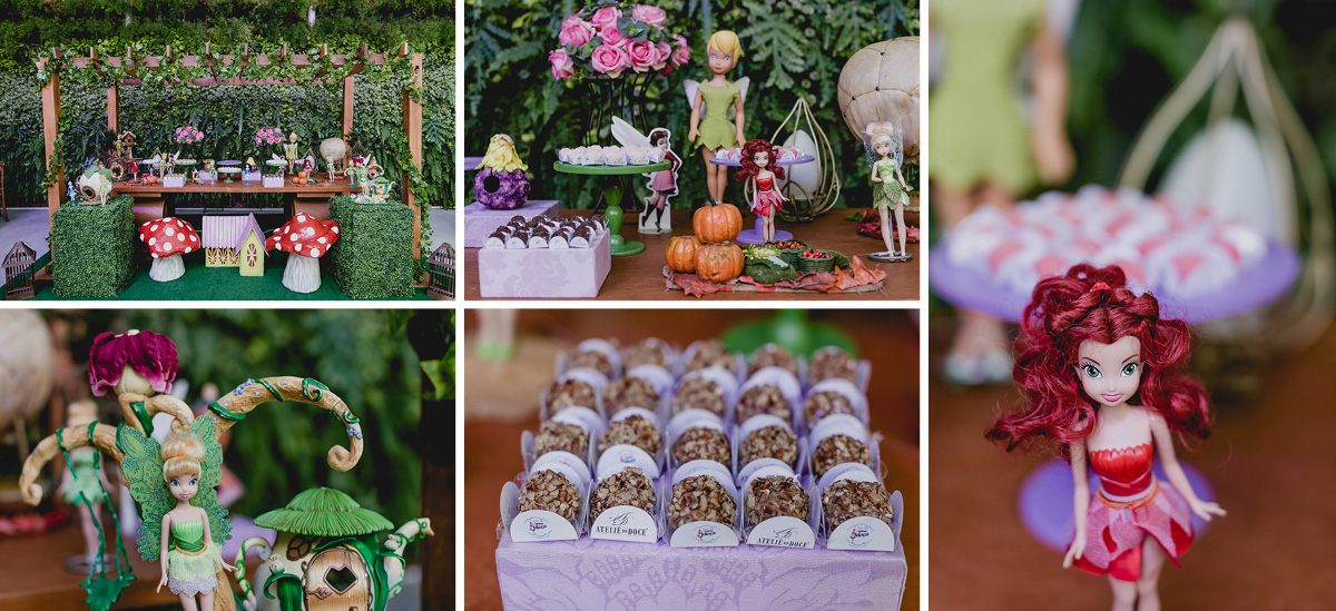 detalhes da mesa com o tema sininho