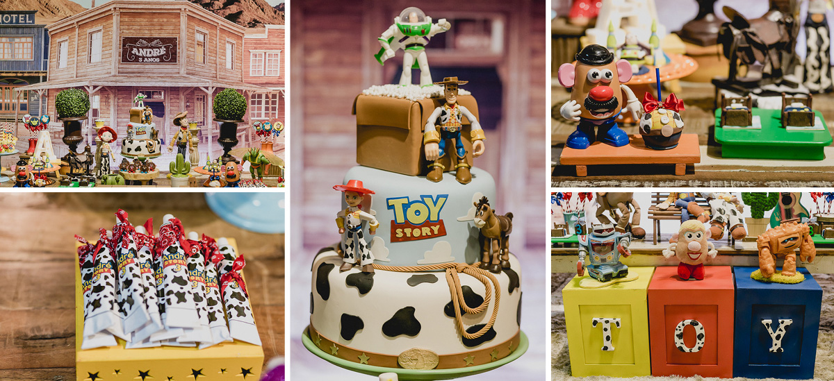 mesa do bolo com o tema toy story feita pela meire cespede