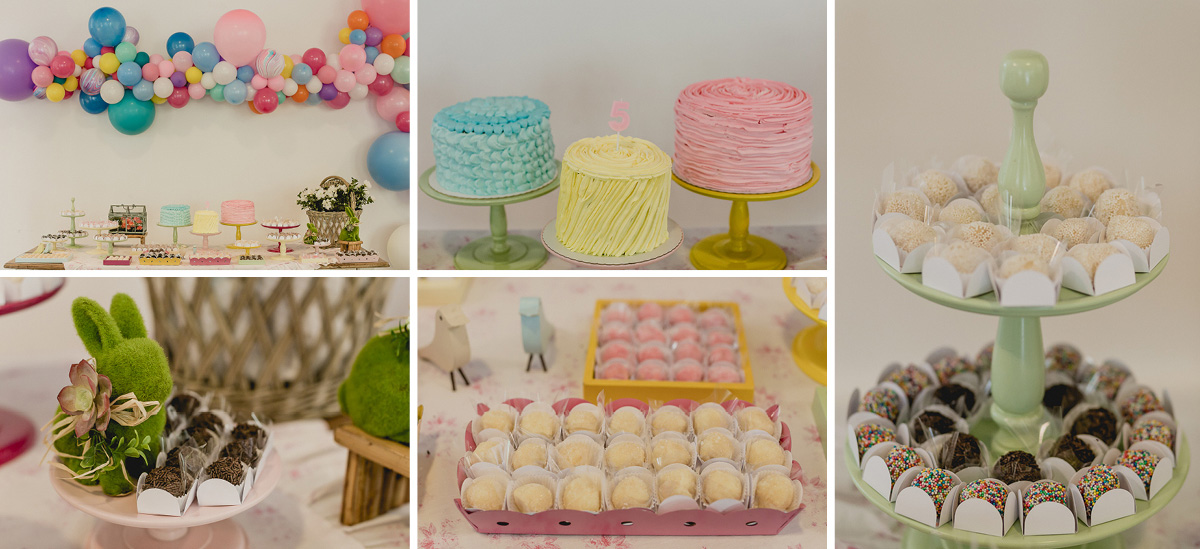 detalhes da mesa do bolo feita pela marcela fongaro na festa de 5 anos da luisa