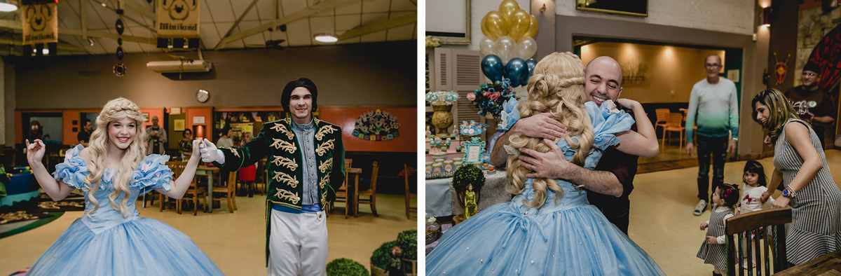 Princesa e Principe conhecendo a aniversariante no Buffet Miniland - Tatuapé - SP