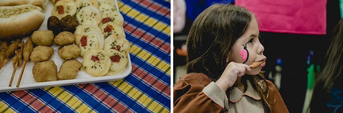 detalhes do piquenique e criança comendo
