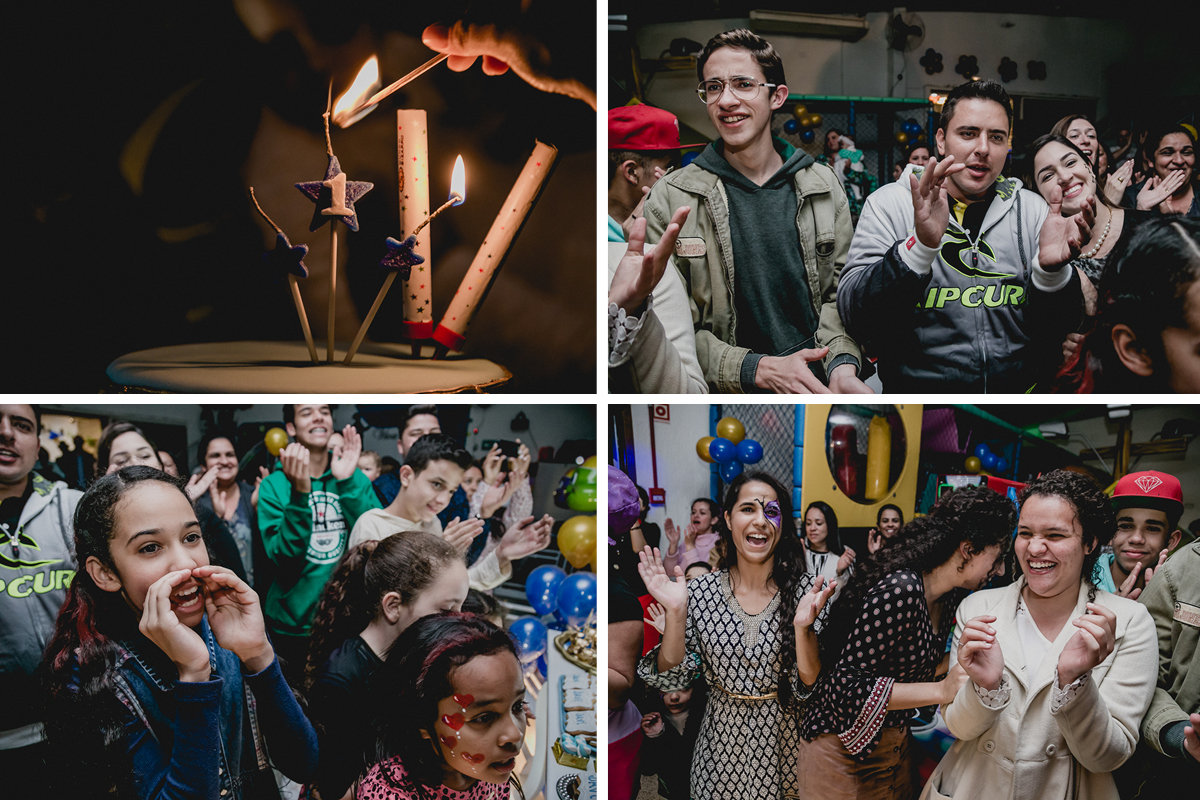 acendendo a vela e cantando os parabens