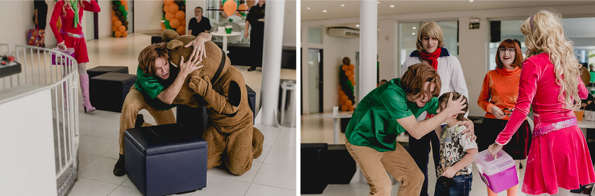 personagens do scoob doo chegando na festa