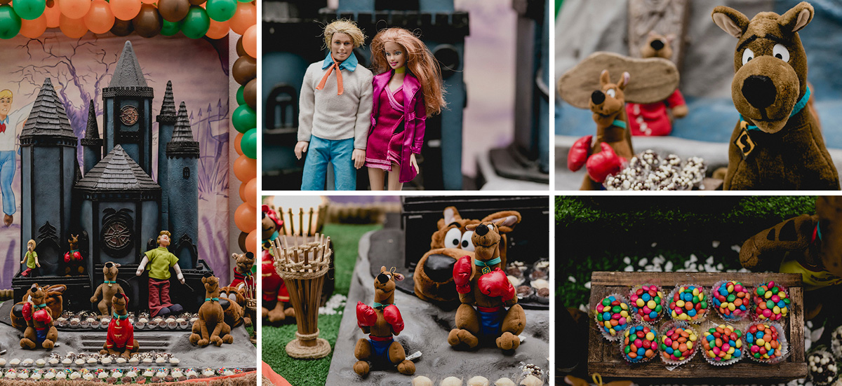 Detalhes da mesa do bolo do Scoob Doo