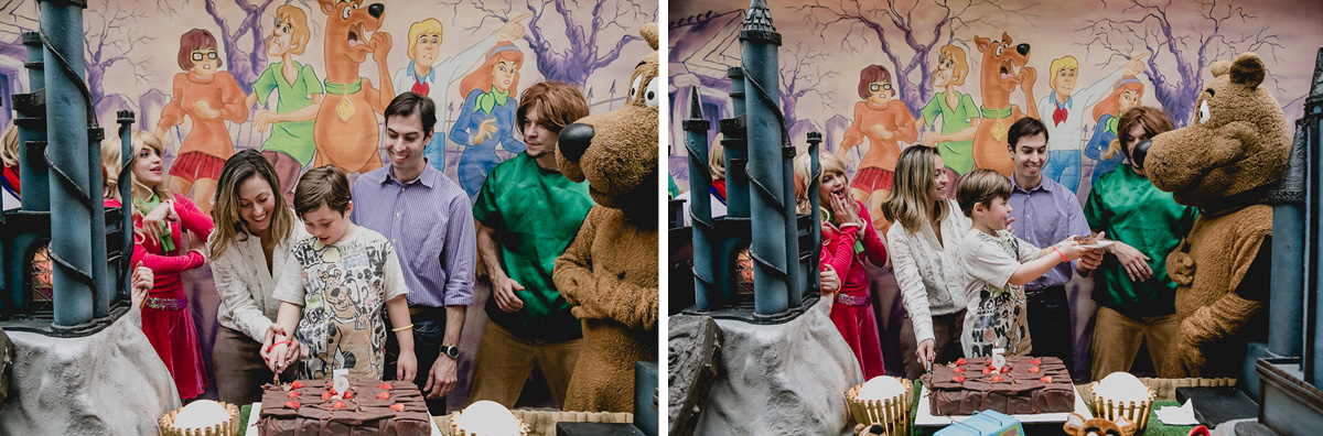 dando o primeiro pedaço de bolo para o sooob doo