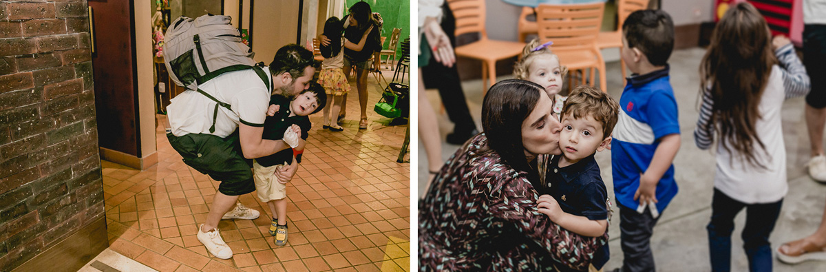 abraçando e beijando os convidados