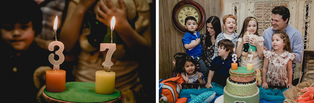 acendendo a vela e cantando o parabens