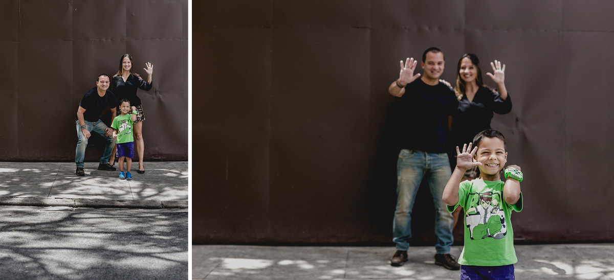 retrato em familia na frente do buffet no galpao