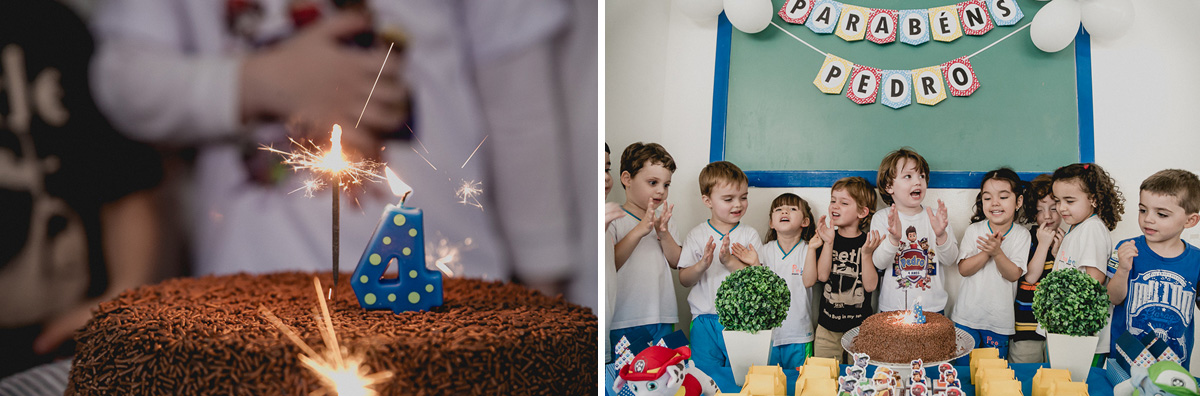 acendendo a vela e cantando o parabens