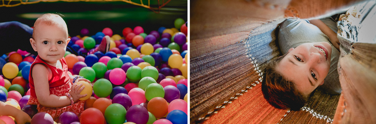brincando na piscina de bolinhas e dentro da rede