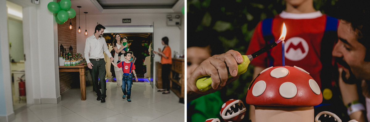 entrando para assistir a retrospectiva e acendendo a vela para cantar o parabens