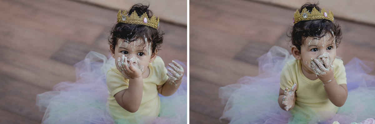 saboreando o bolo do smash the cake