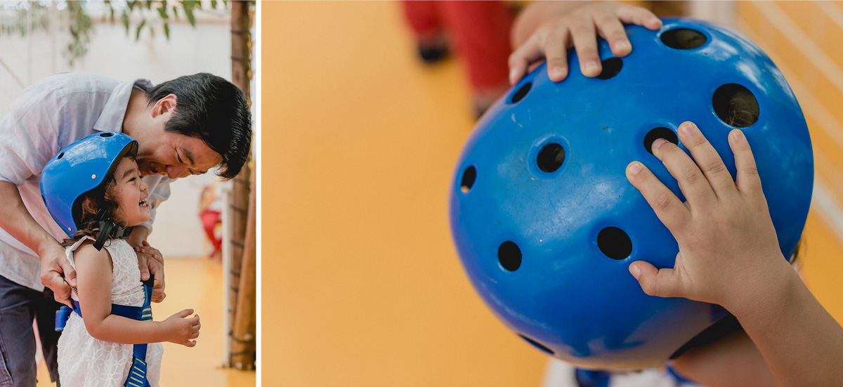 Bibi se preparando para ir na tirolesa