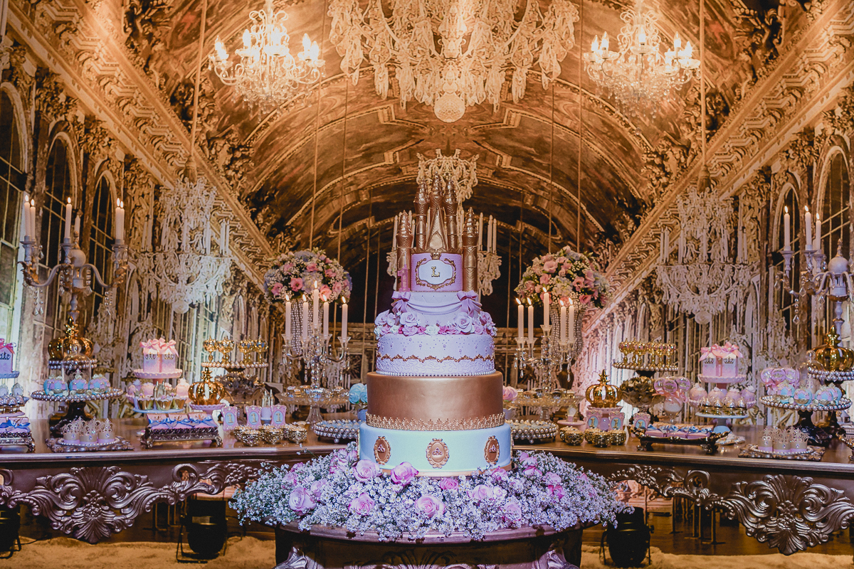 Detalhes da mesa do bolo da princesa