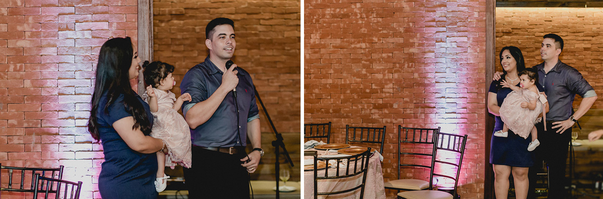 papai e mamae fazendo um discurso agradecendo os convidados