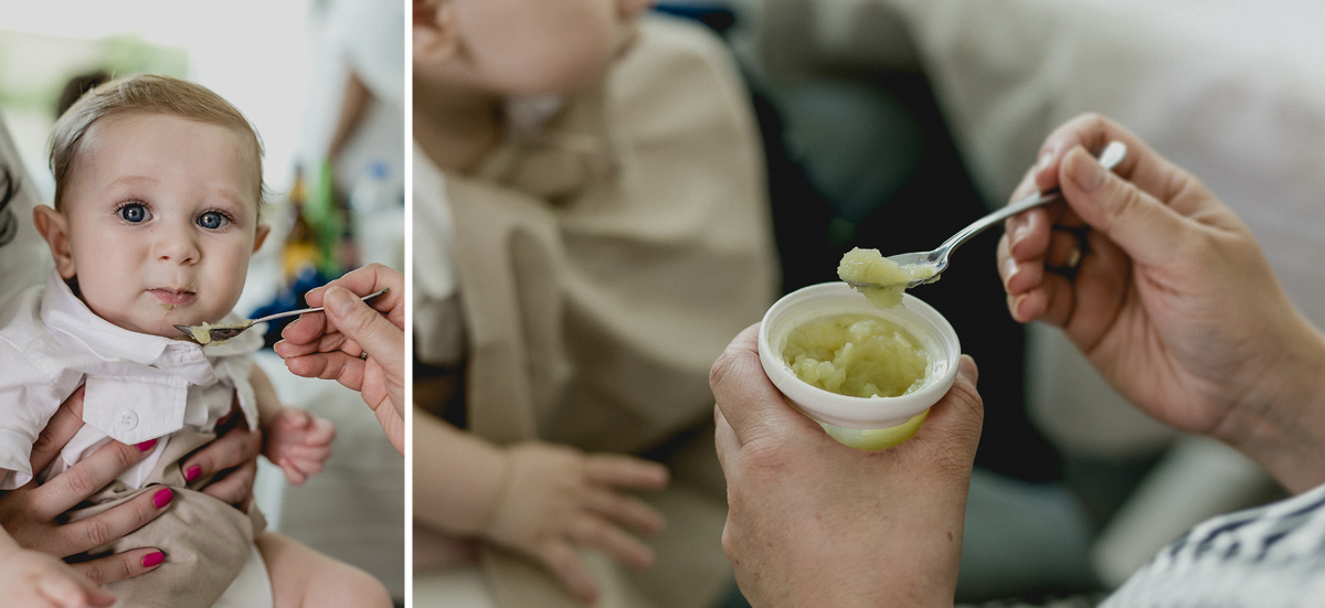 Theo comendo o papá