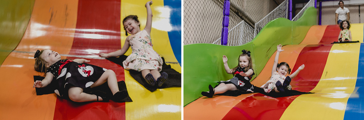 descendo no escorregador com as amigas