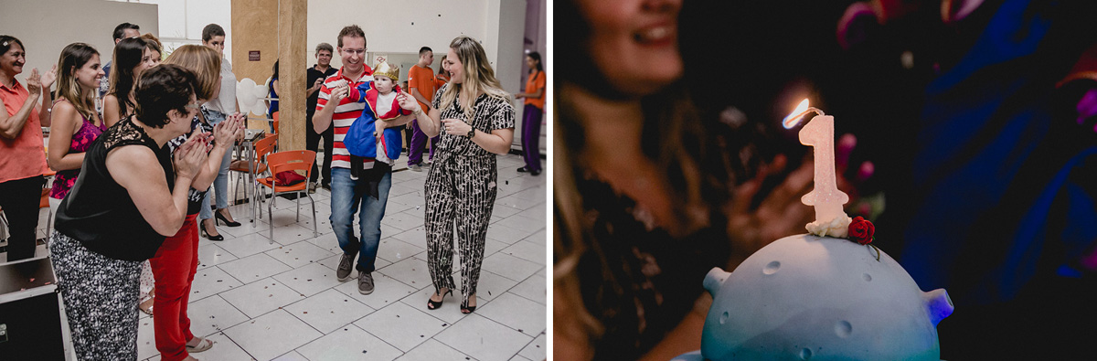 Chegando para cantar o parabens e acendendo a vela