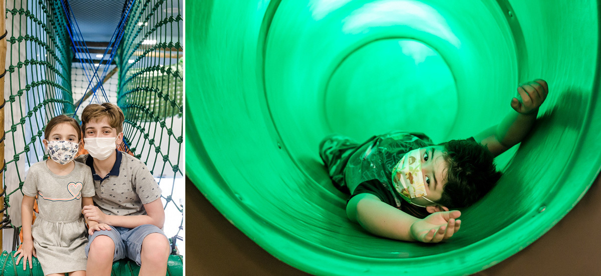 Crianças brincando no espaço infantil alecrim