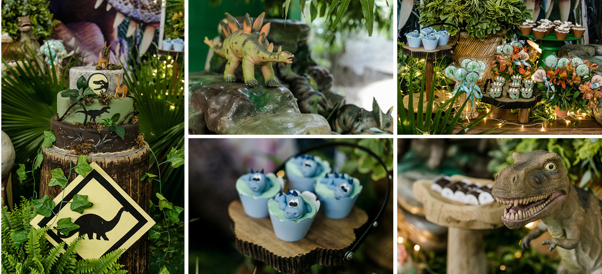 decoração com tema dinossauros feita pela vivo desejo
