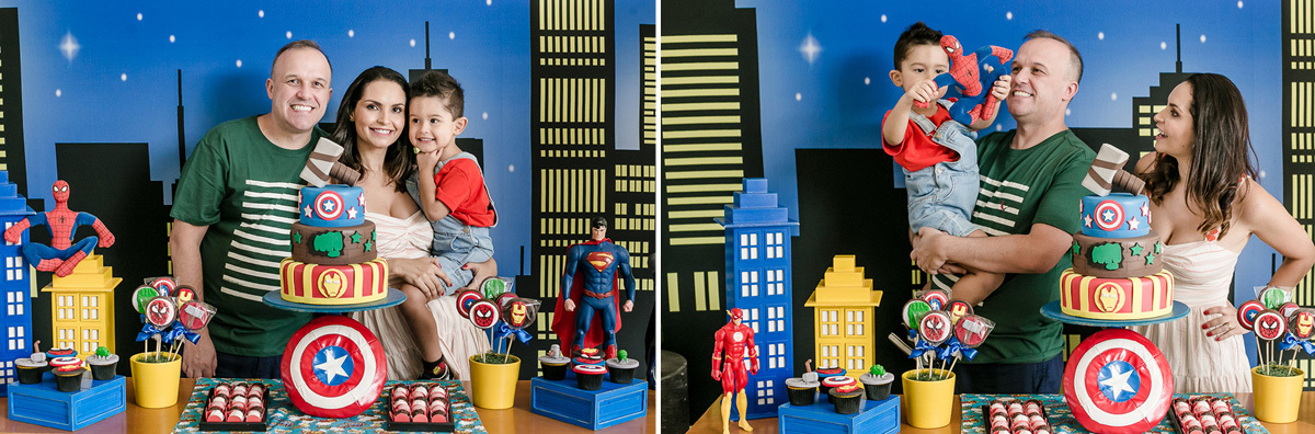 mesa decorada com o teima super herois vingadores