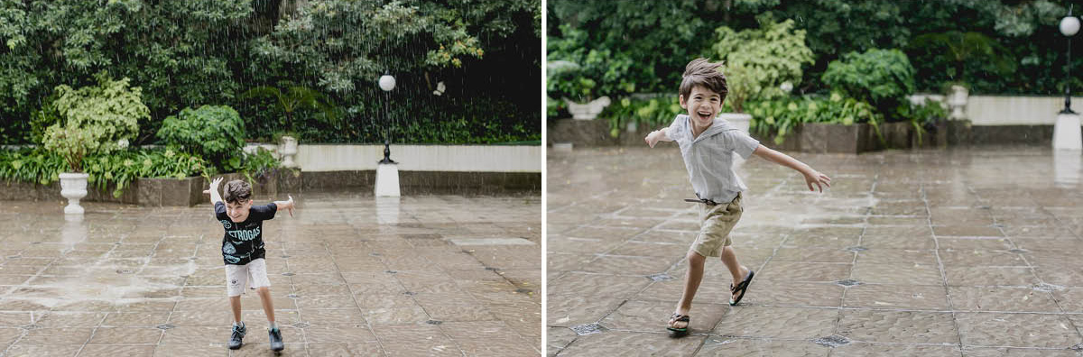 pisando na poça de agua